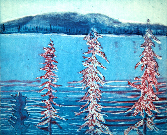 print of trees and lake Canada